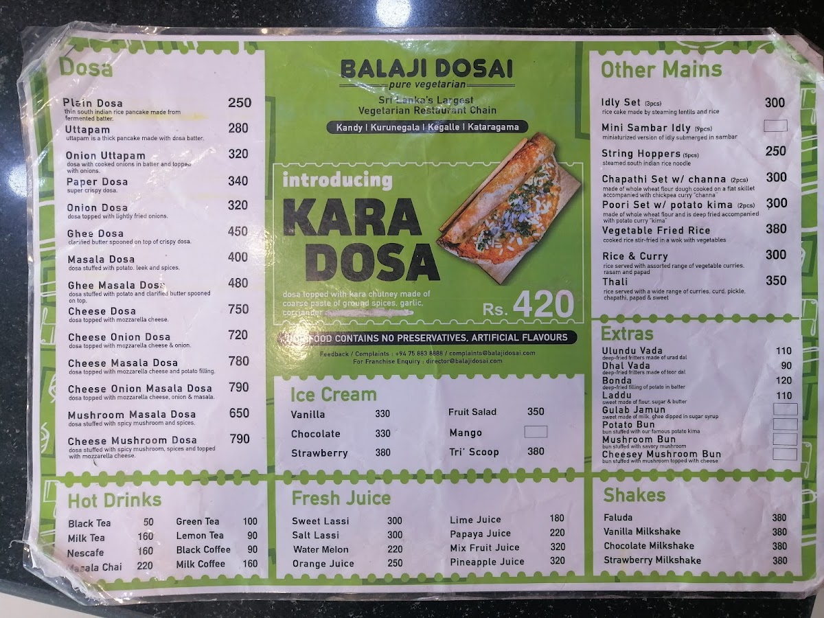 Menu Balaji Dosai - Kegalle-7