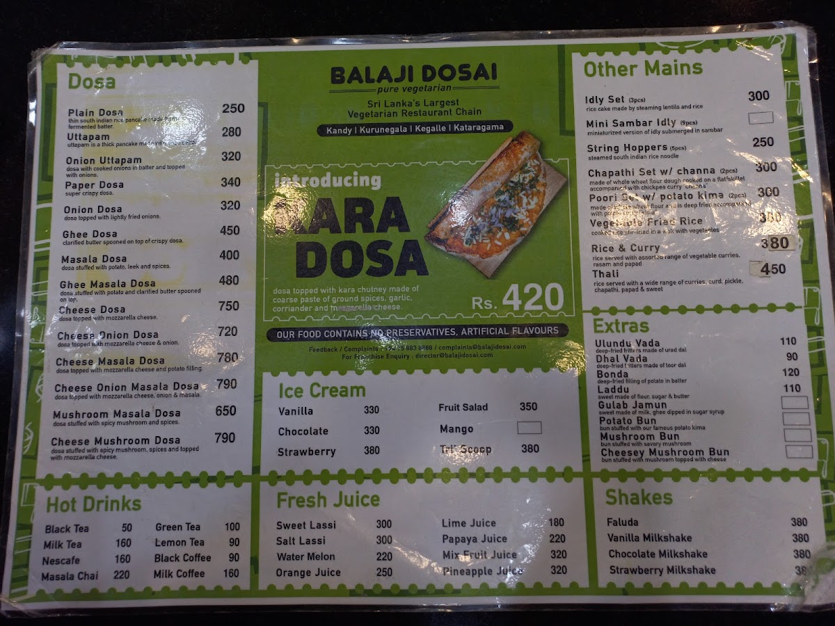 Menu Balaji Dosai - Kegalle-8