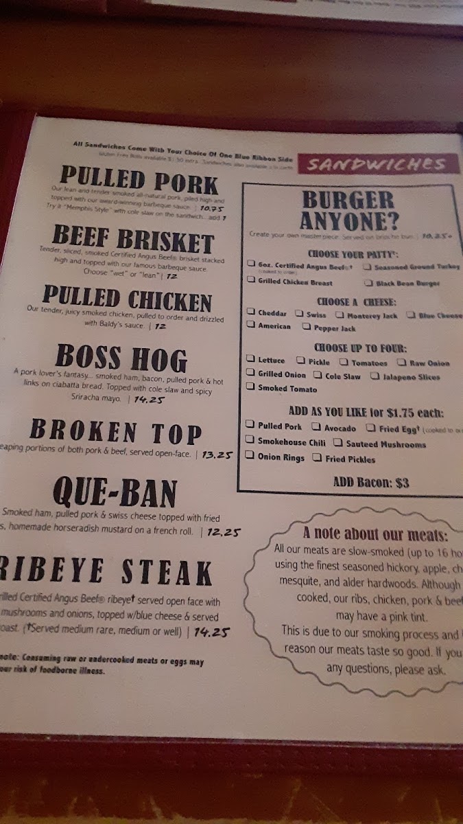 Menu Baldy's Barbeque-10