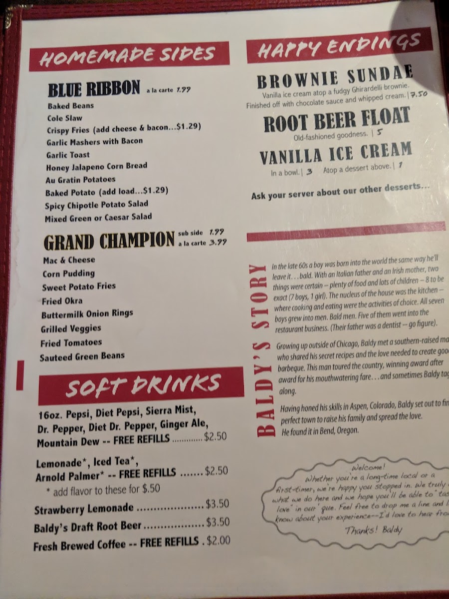 Menu Baldy's Barbeque-8