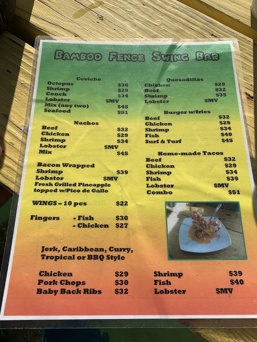 Menu Bamboo Fence Restaurant & Swing Bar-10