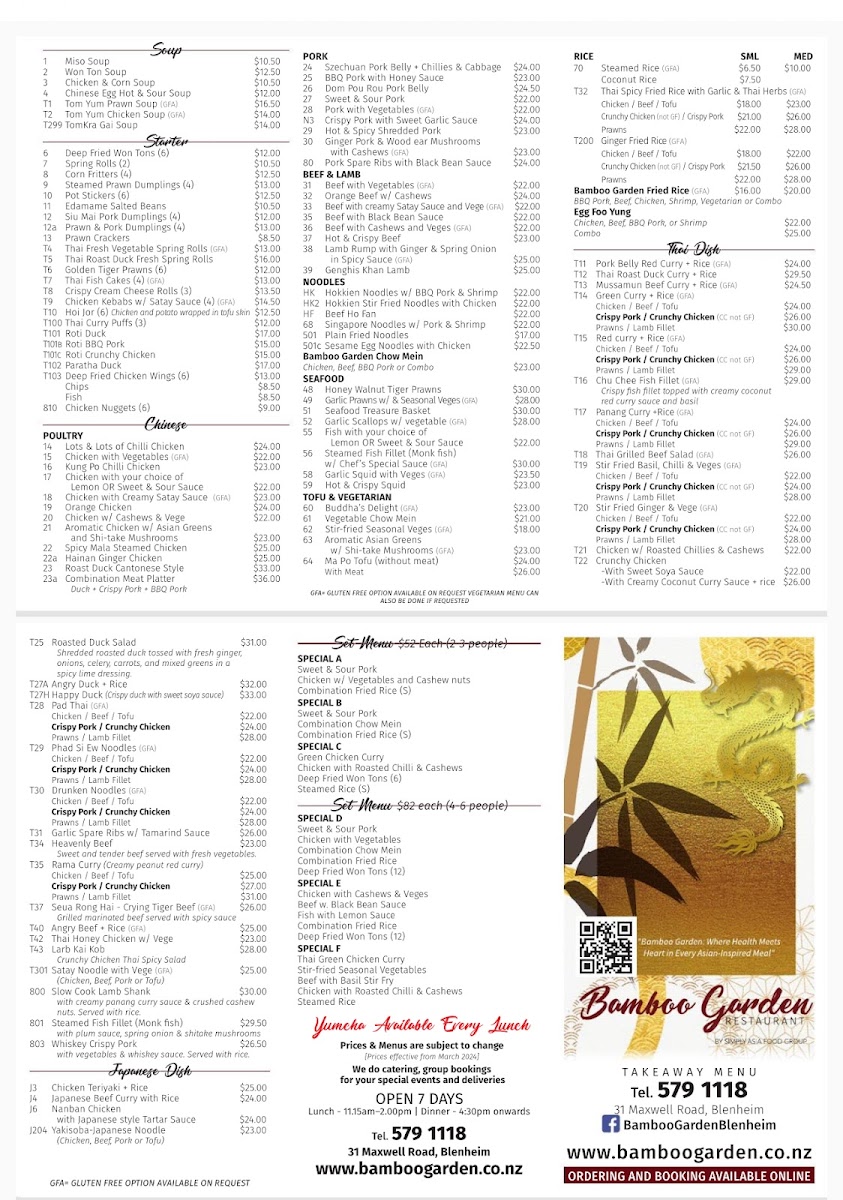 Menu Bamboo Garden Restaurant-1