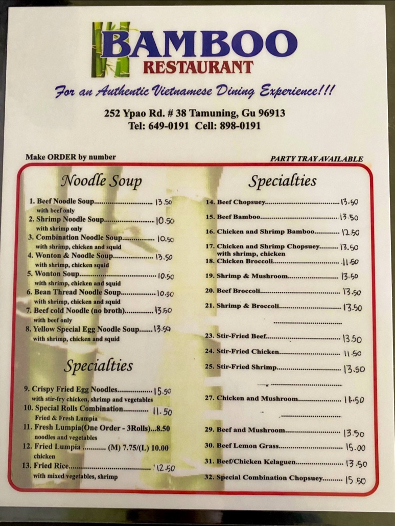 Menu Bamboo Vietnamese Restaurant-1