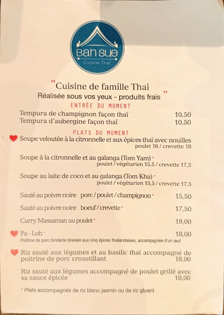 Menu Ban Sue - Restaurant Thai Paris 15-3