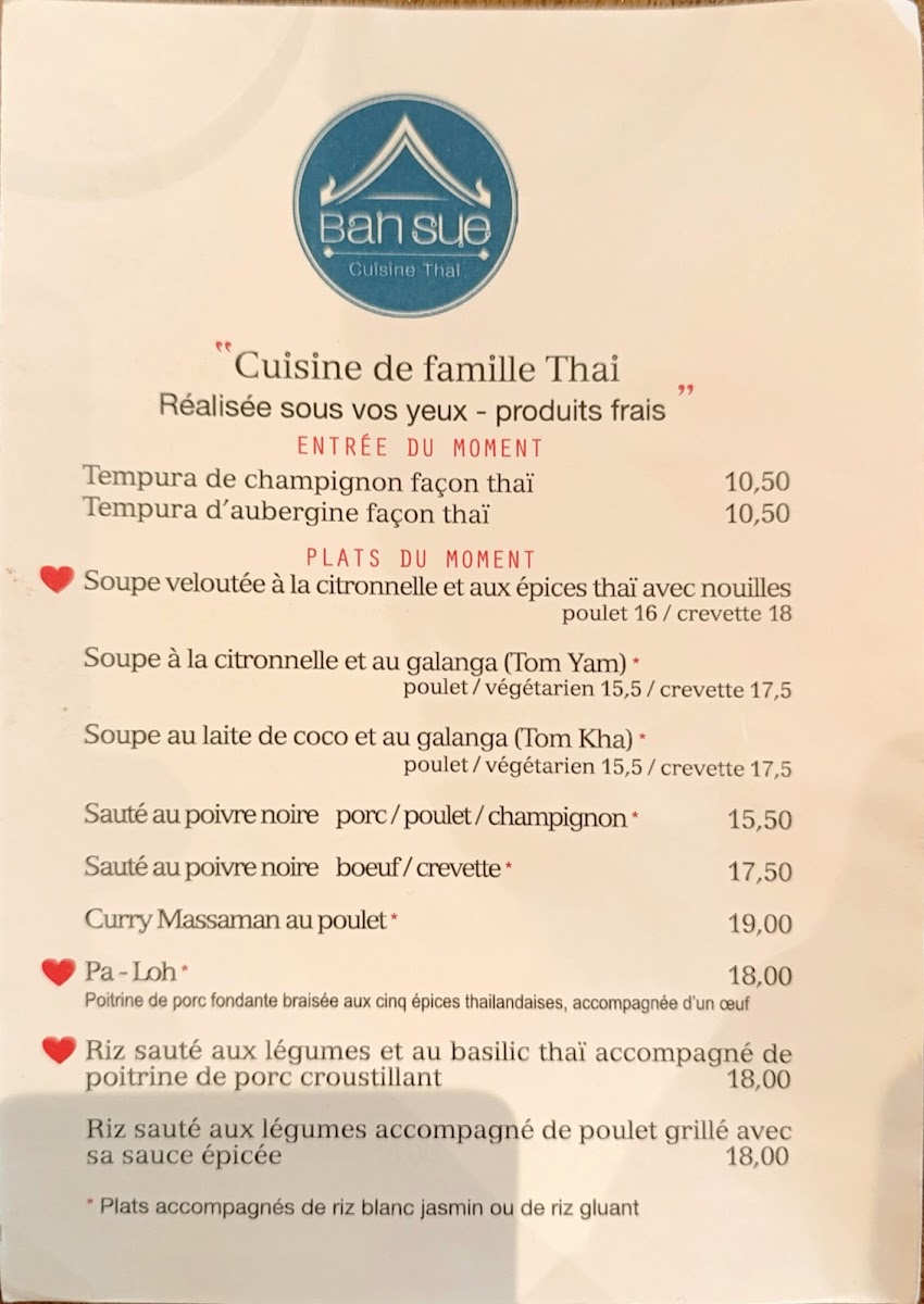 Menu Ban Sue - Restaurant Thai Paris 15-4