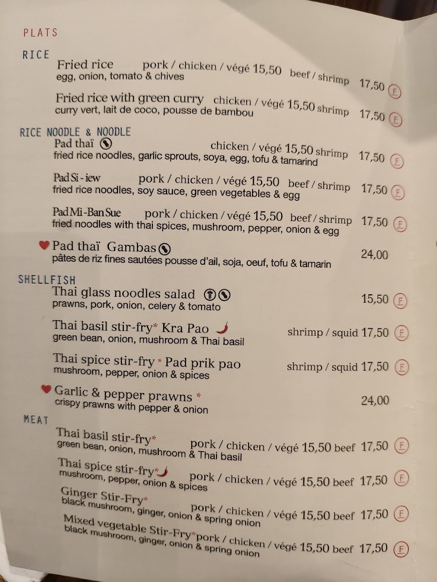 Menu Ban Sue - Restaurant Thai Paris 15-7