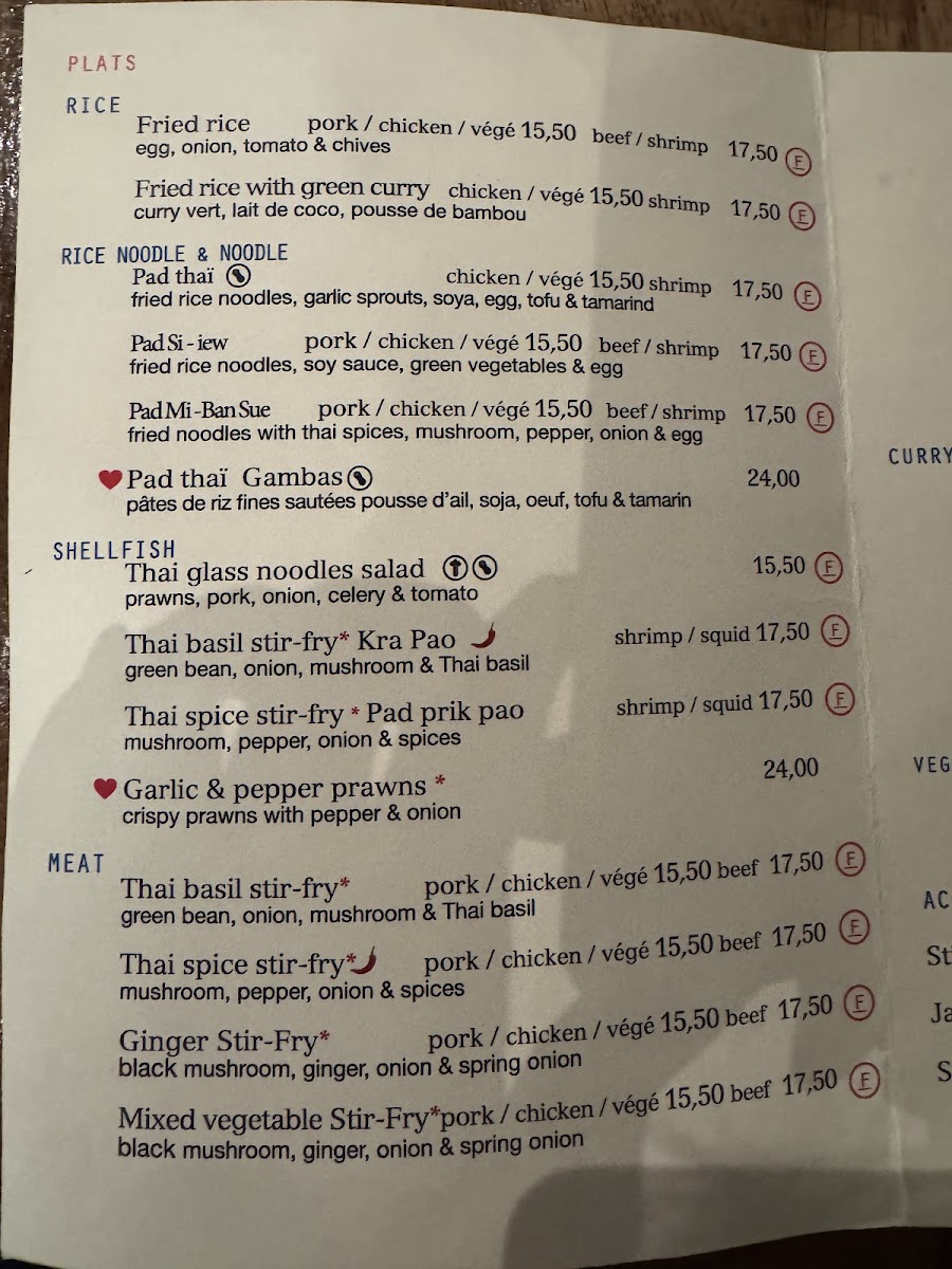 Menu Ban Sue - Restaurant Thai Paris 15-9