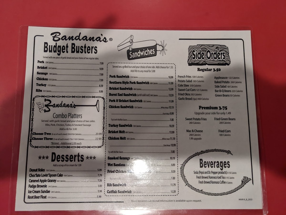 Menu Bandana's Bar-B-Q Fairview Heights, Il-2