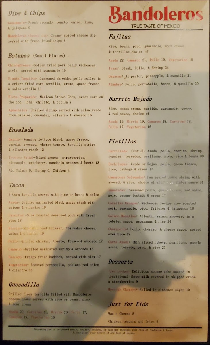 Menu Bandoleros Mexican Grill-10