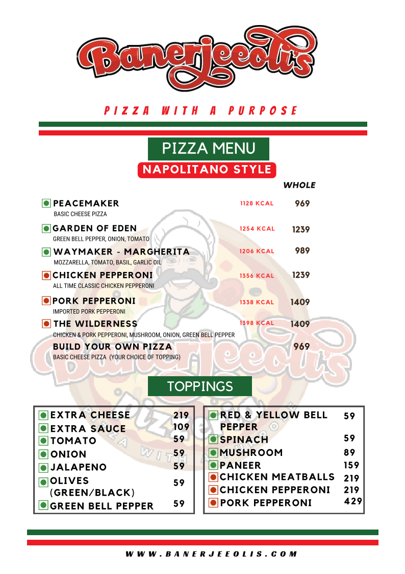 Menu Banerjeeoli's Pizza With A Purpose-1