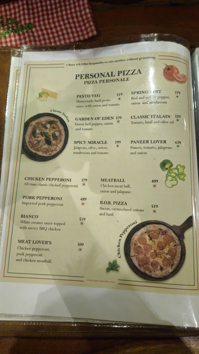 Menu Banerjeeoli's Pizza With A Purpose-8