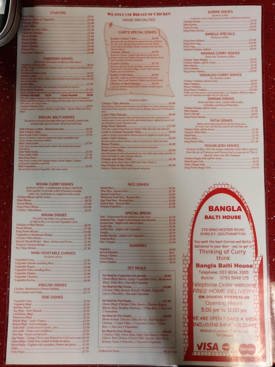 Menu Bangla Balti House-1