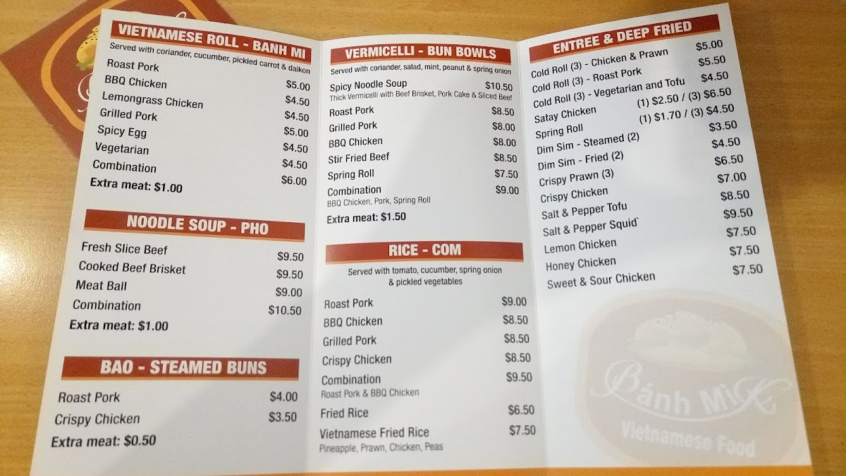 Menu Banh Mi K-10