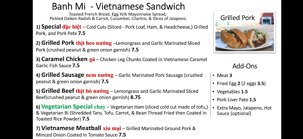 Menu Banh Mi My Tho Vietnamese Sandwich-3