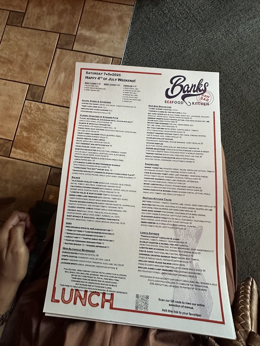 Menu Banks' Seafood Kitchen And Raw Bar-2