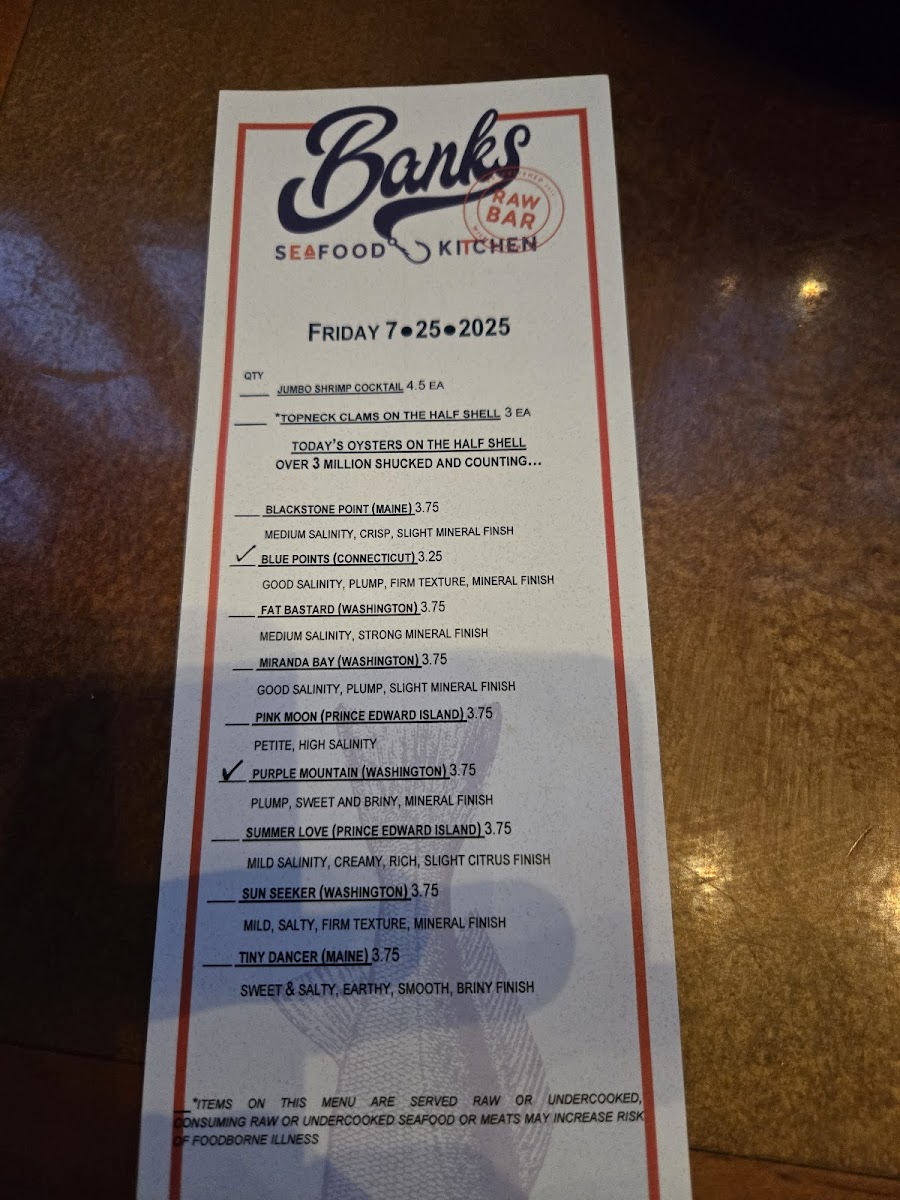 Menu Banks' Seafood Kitchen And Raw Bar-8