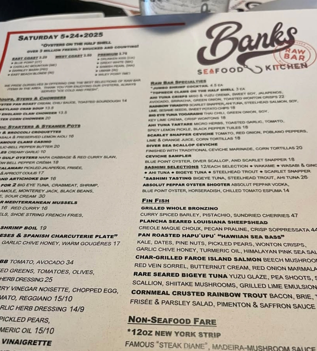 Menu Banks' Seafood Kitchen And Raw Bar-9
