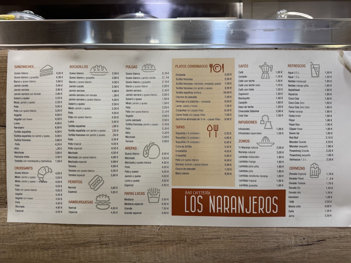 Menu Bar Cafe Los Naranjeros-1