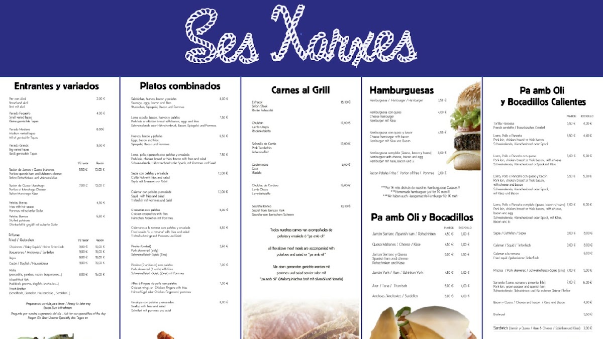 Menu Bar Cafeteria Ses Xarxes S'illot-1