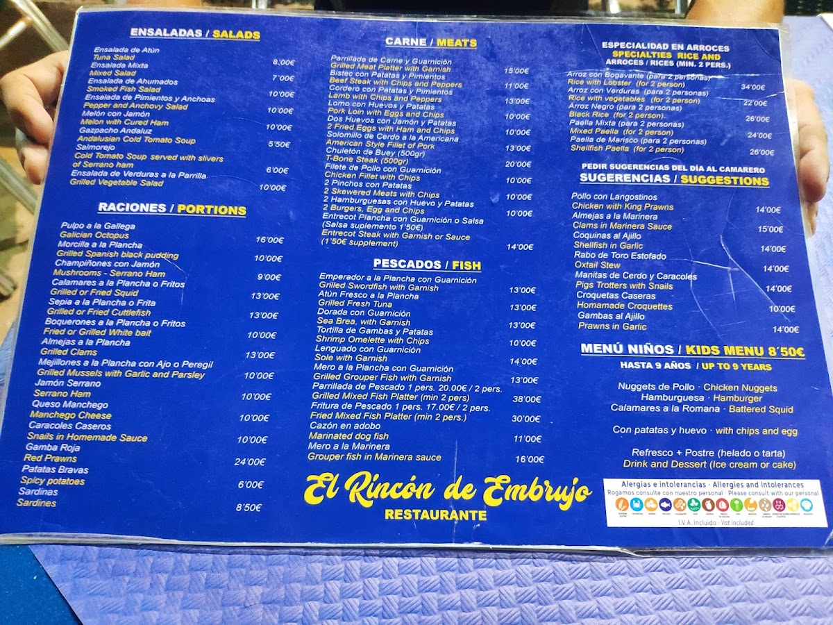 Menu Bar El Rincón De Embrujo-1