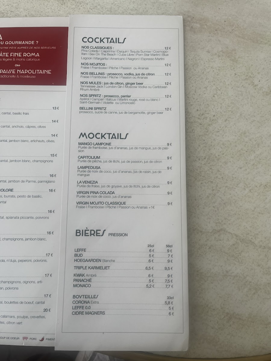 Menu Bar Pizzeria Restaurant Brasserie Le Bellini-9
