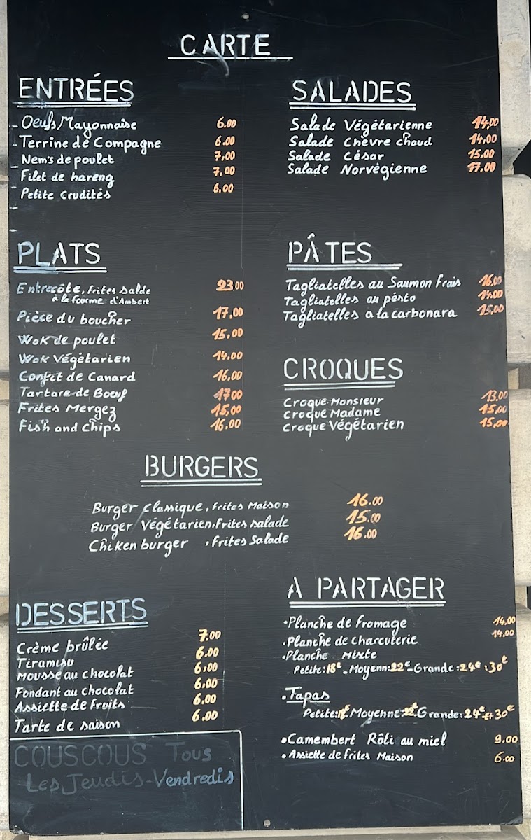 Menu Bar Restaurant Brasserie Le Sentier-2
