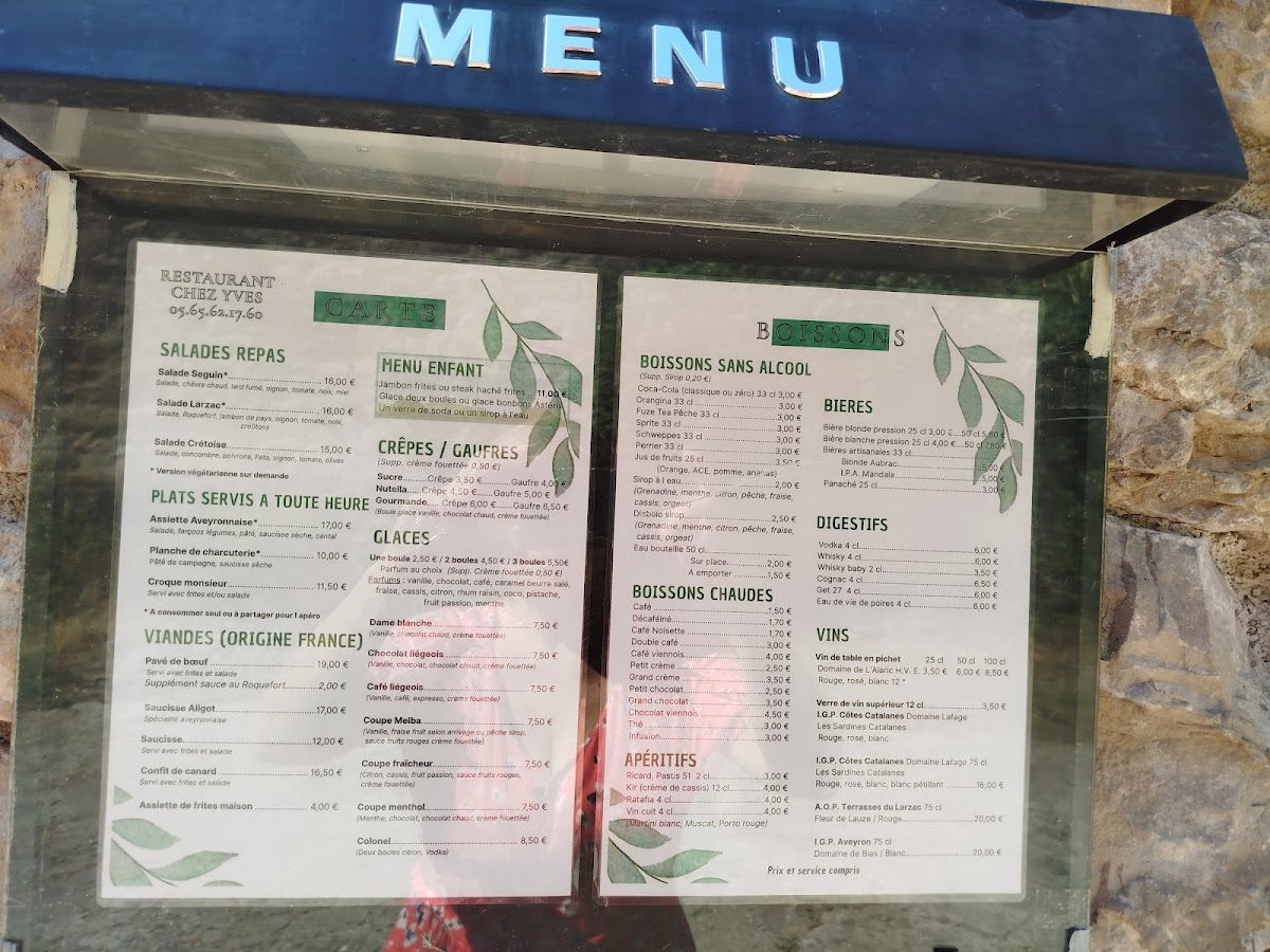Menu Bar Restaurant Chez Yves-1
