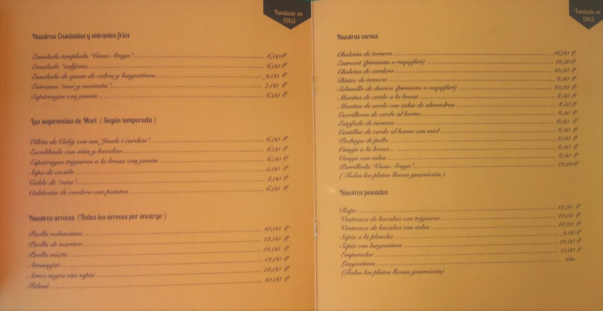Menu Bar Restaurante Casa Arayo-10