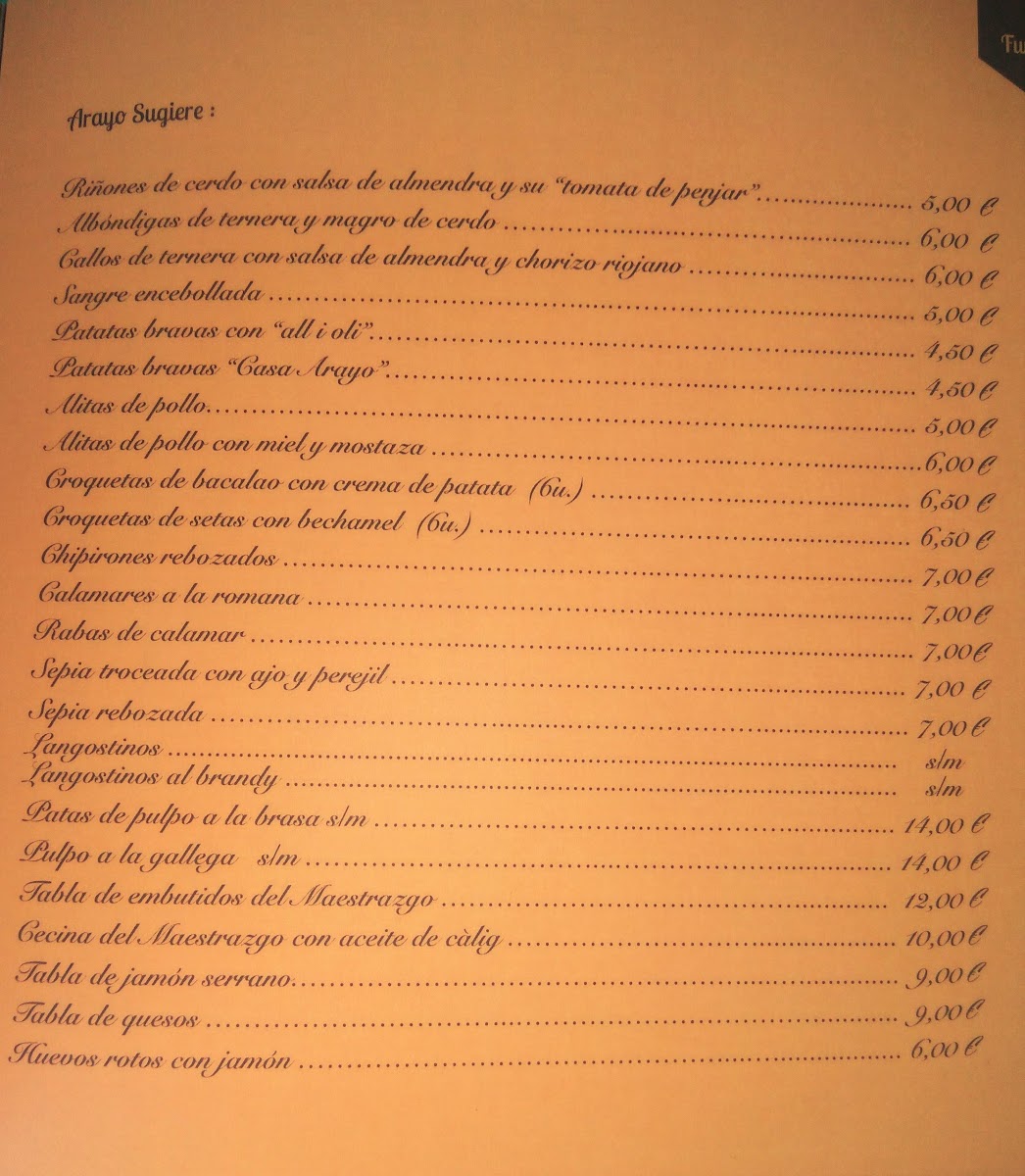 Menu Bar Restaurante Casa Arayo-9