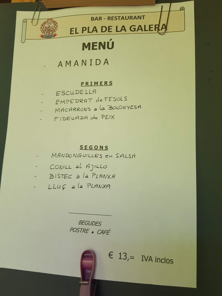 Menu Bar Restaurante El Pla De La Galera-1