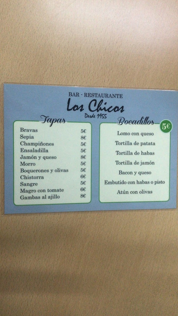 Menu Bar Restaurante Los Chicos-1
