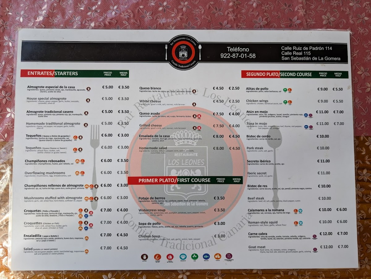 Menu Bar Restaurante Los Leones-1