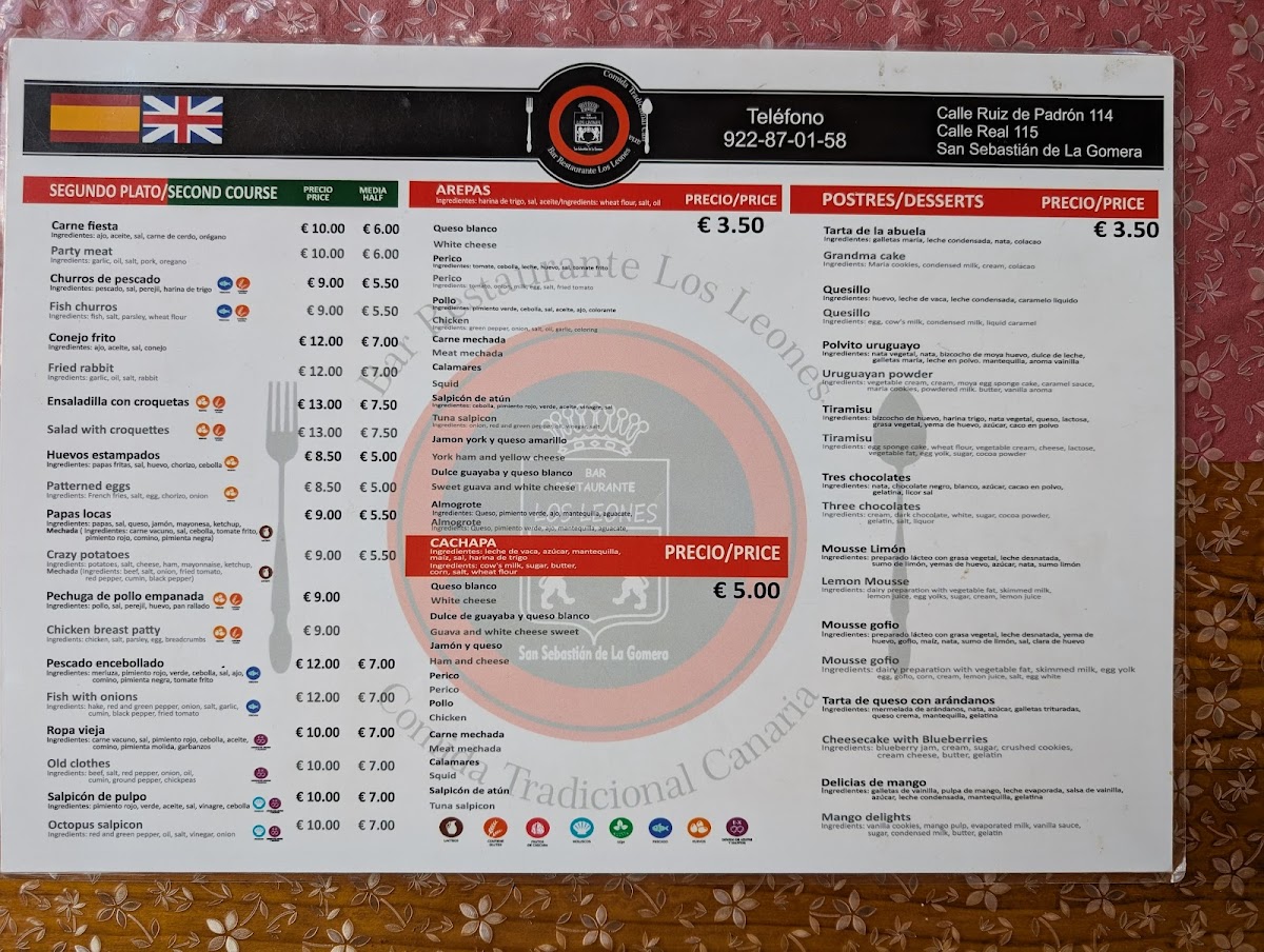 Menu Bar Restaurante Los Leones-2