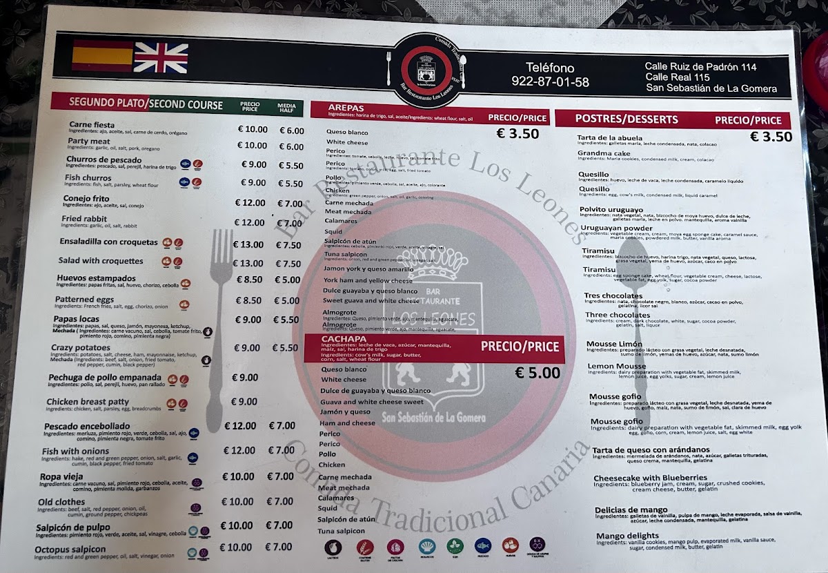 Menu Bar Restaurante Los Leones-4