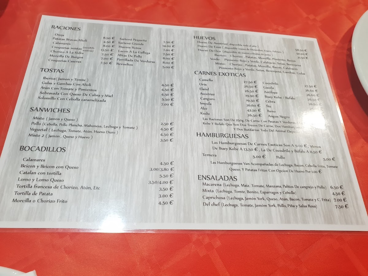 Menu Bar Restaurante Macarena.huevos De Avestruz-7