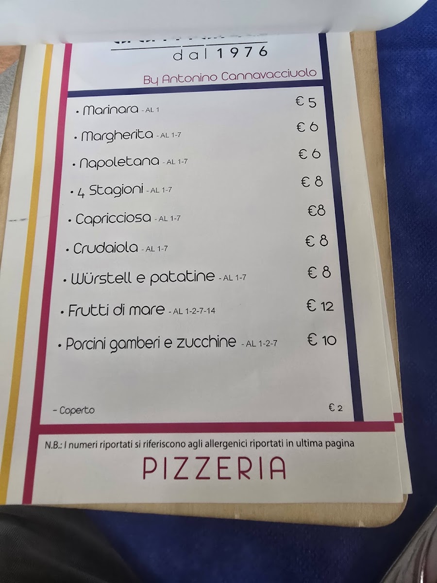 Menu Bar Ristorante Pizzeria B&b Da Mario 1976-3
