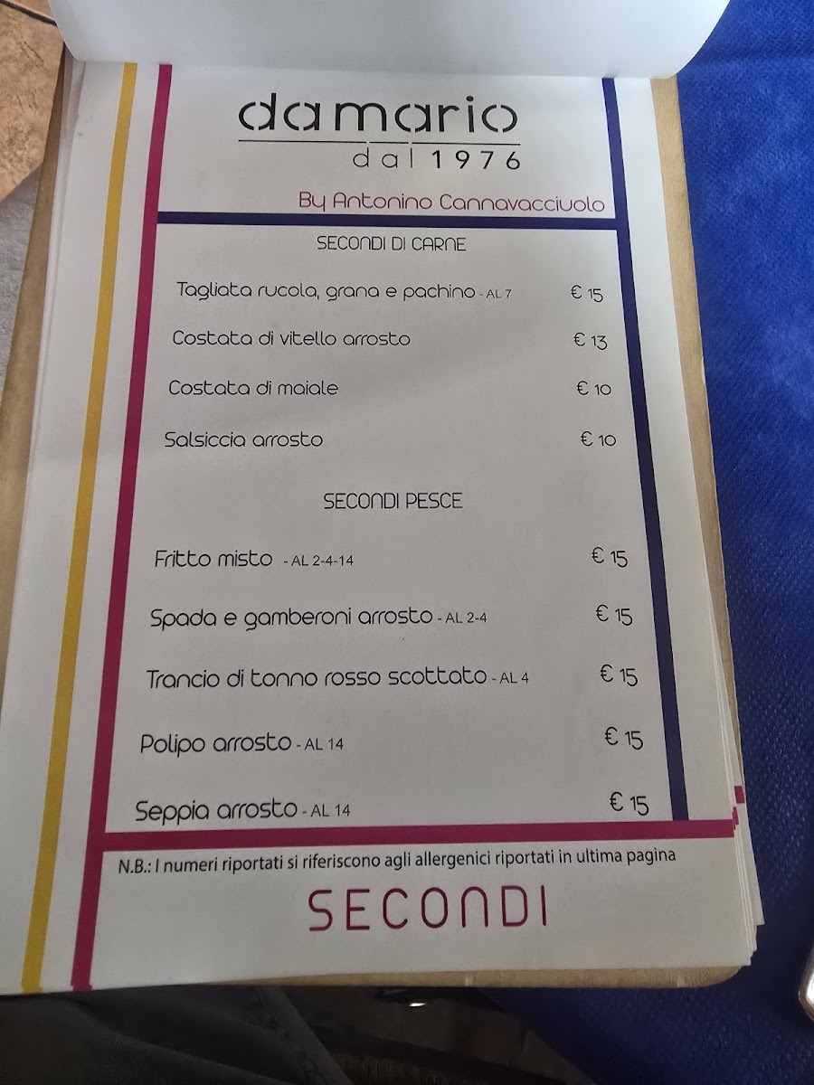 Menu Bar Ristorante Pizzeria B&b Da Mario 1976-4