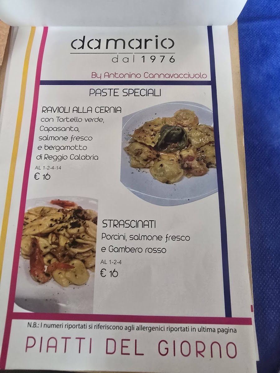 Menu Bar Ristorante Pizzeria B&b Da Mario 1976-5