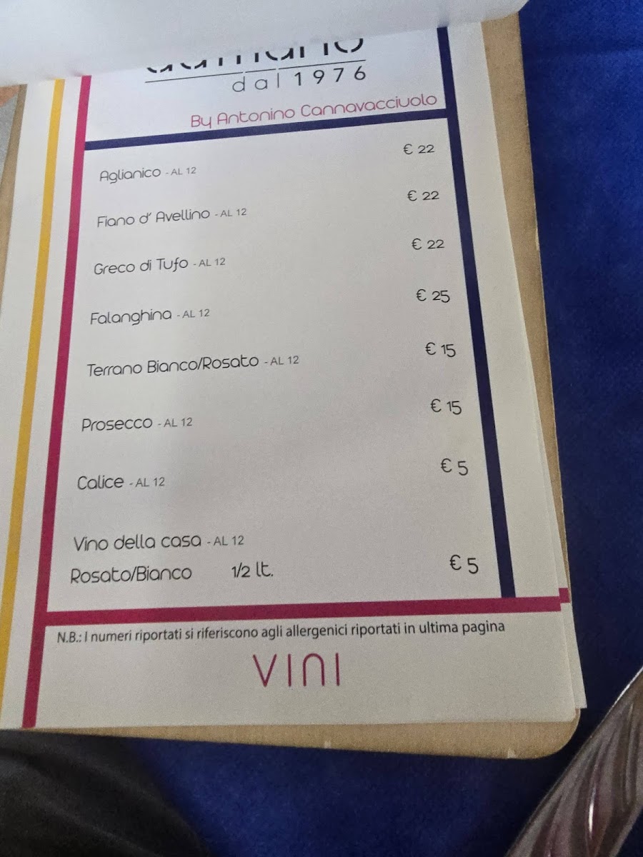 Menu Bar Ristorante Pizzeria B&b Da Mario 1976-8