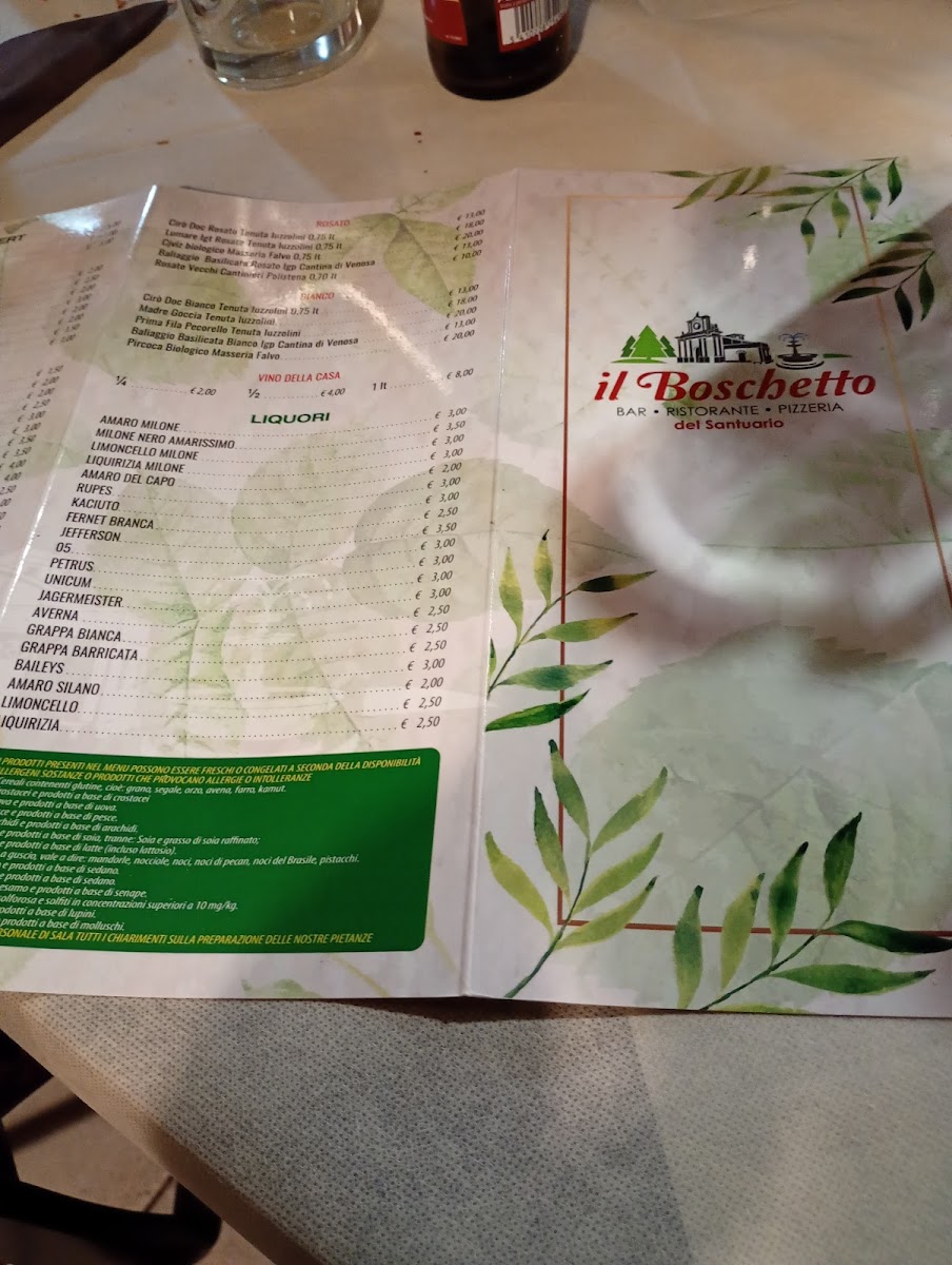 Menu Bar Ristorante Pizzeria 'il Boschetto Del Santuario'-1