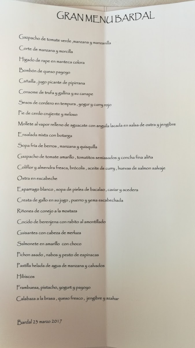 Menu Bardal | Benito Gómez | Restaurante En Ronda-7