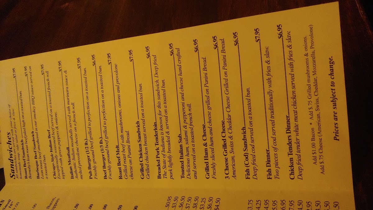 Menu Barnaby's South Bend-8