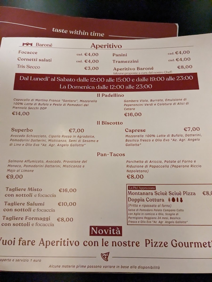 Menu Baroné - Bar Pasticceria - Pizzeria Gourmet -Taranto-1