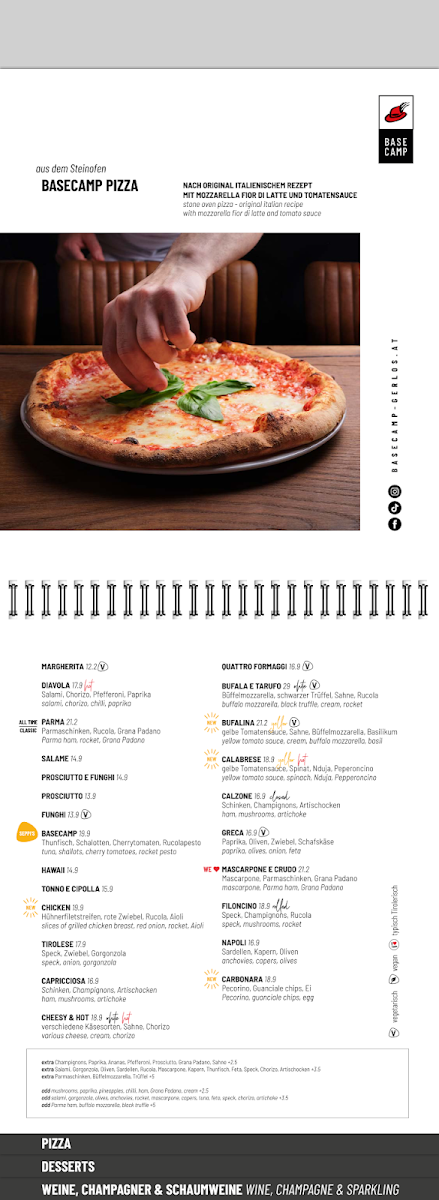 Menu Basecamp Gerlos · Restaurant · Pizzeria · Bar-2