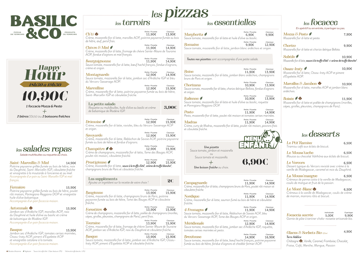 Menu Basilic & Co - Pizzas De Terroirs - Nantes Château-2