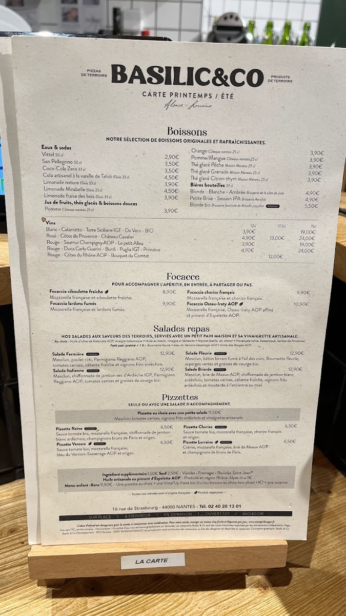 Menu Basilic & Co - Pizzas De Terroirs - Nantes Château-4