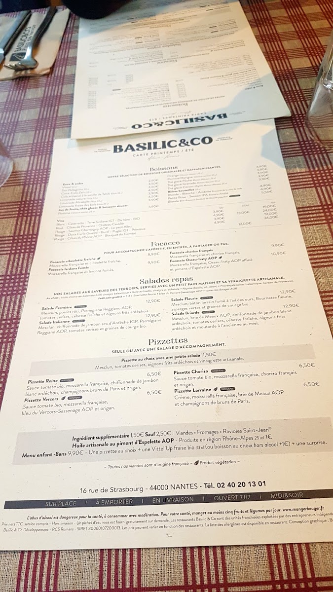 Menu Basilic & Co - Pizzas De Terroirs - Nantes Château-7