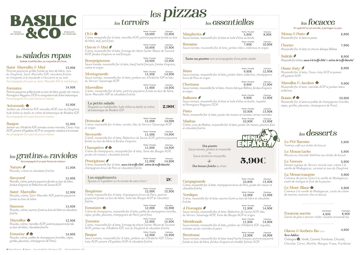 Menu Basilic & Co - Pizzas De Terroirs - Romans-Sur-Isère-1