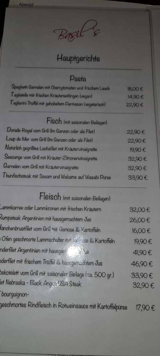 Menu Basil's Restaurant & Bar-2