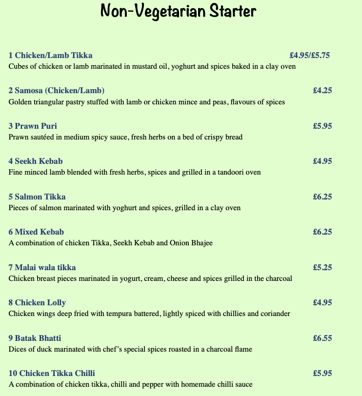 Menu Basmati Nepalese And Indian Cuisine-4
